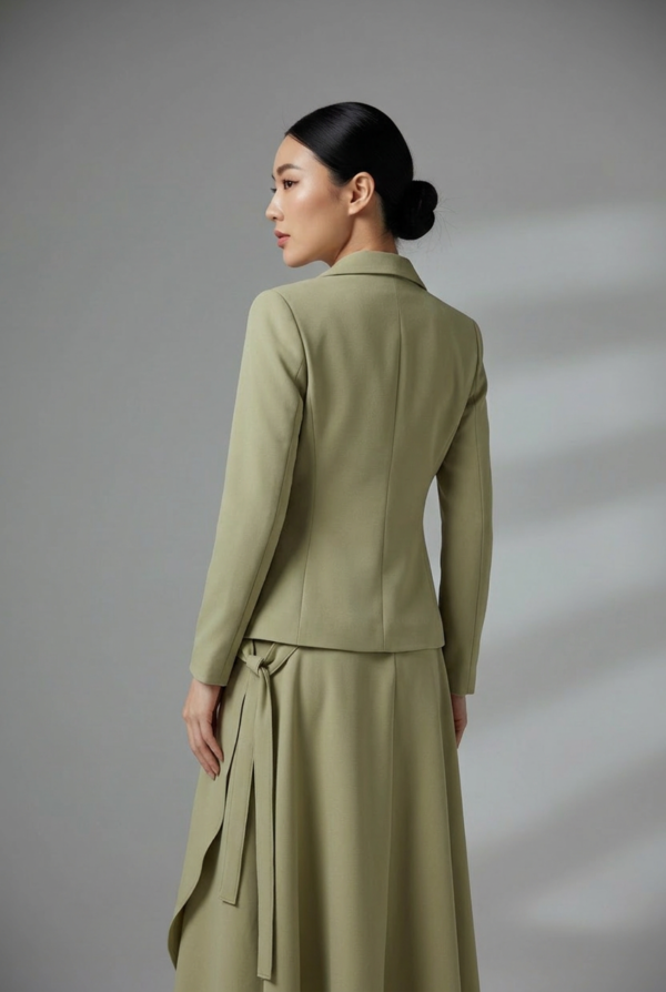 1781688963454-9kheedl.png Keten Haki Blazer Ceket ve Asimetrik Etek Takımı
