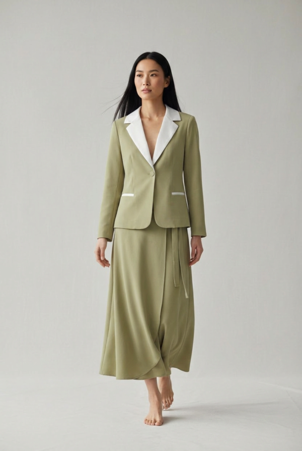 1781688974128-875vjfw.png Keten Haki Blazer Ceket ve Asimetrik Etek Takımı