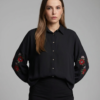 1781729527124-3di8eoi.png Lüks Viskon Kumaş Nakış Detaylı Siyah Kadın Gömlek | Butik Özel Koleksiyon