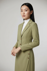 Sage Yeşil Minimalist Blazer ve Asimetrik Etek Takım