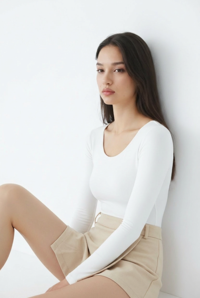 Modern Kesim Bej Kruvaze Skort Detay